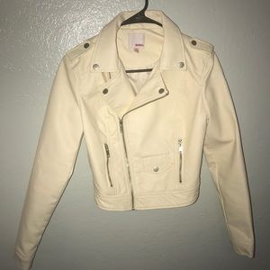 Cream Faux Leather Jacket